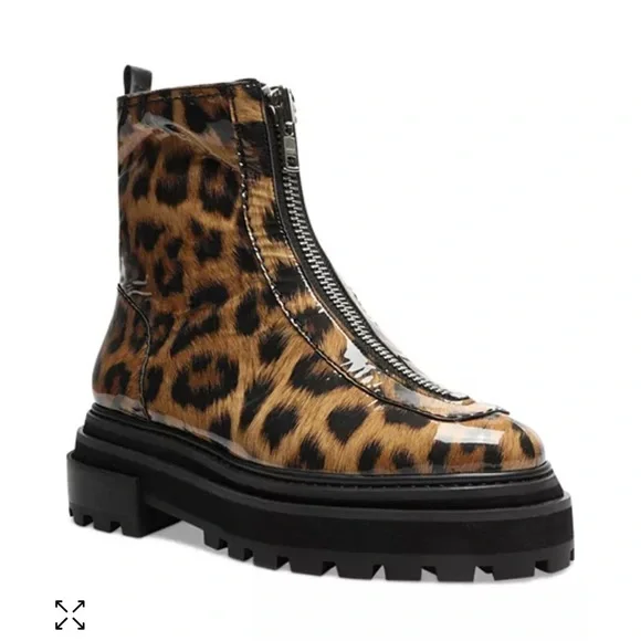 SCHUTZ Shoes Schutz Boots Maryele Leopardprint Patent Leather